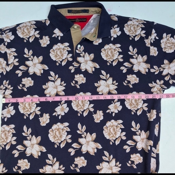 Tommy Hilfiger Blue Tropical Short Sleeve Polo L - Picture 7 of 16